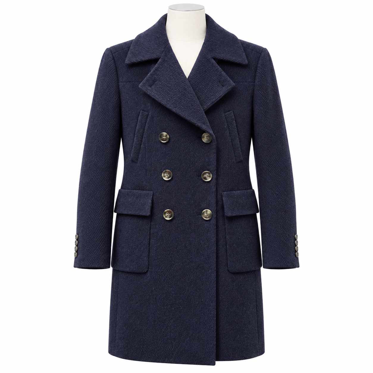 Faconnable Navy Wool Coat Size 10