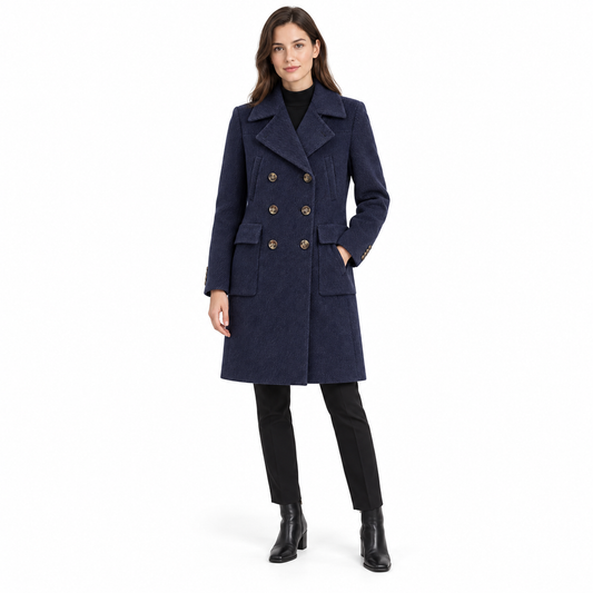 Faconnable Navy Wool Coat Size 10