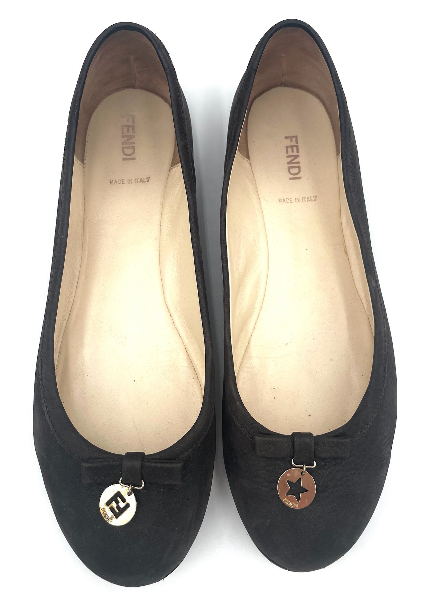 Fendi Brown Suede Leather Ballet Pumps Size 38
