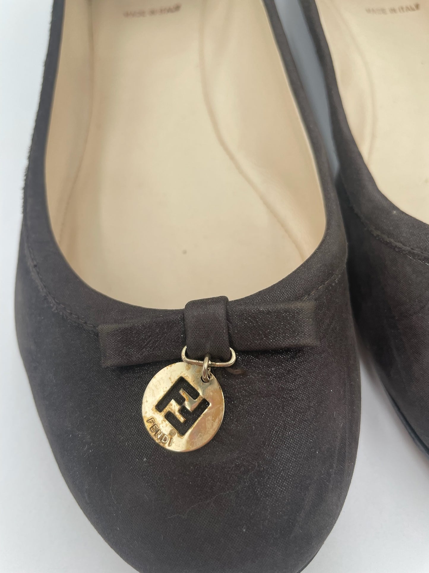 Fendi Brown Suede Leather Ballet Pumps Size 38