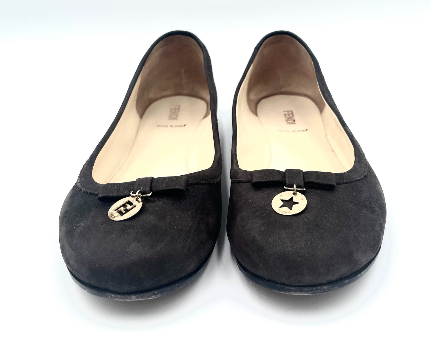 Fendi Brown Suede Leather Ballet Pumps Size 38