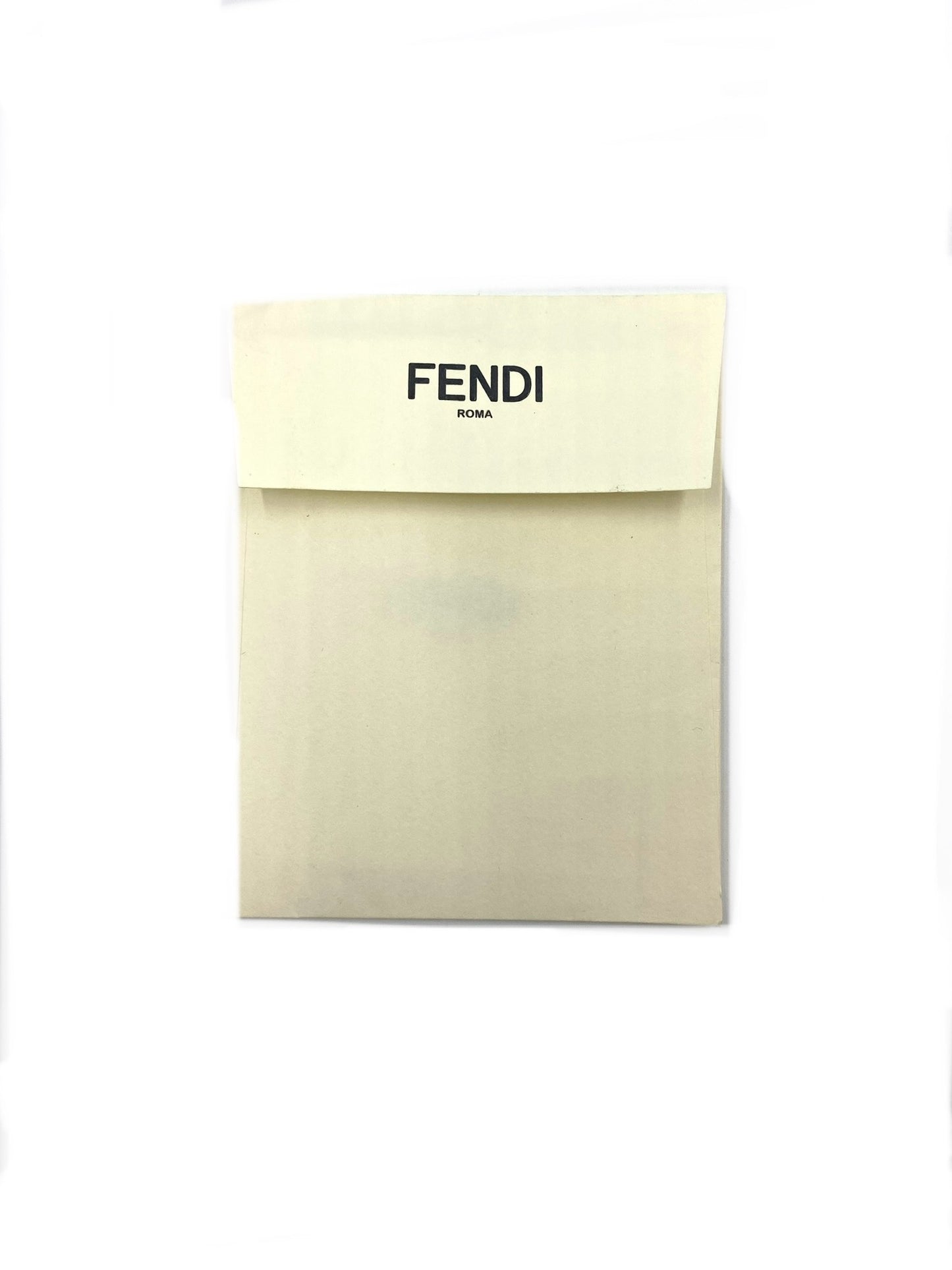 Fendi Roma white paper envelope with black logo.