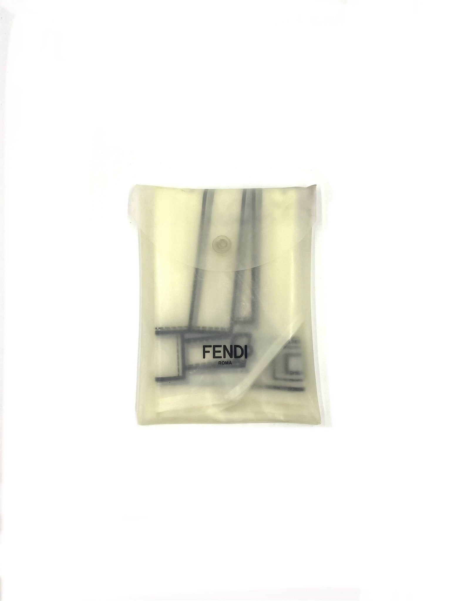 Fendi grey Selleria leather Peekaboo shoulder bag rain cover with Fendi Roma logo.