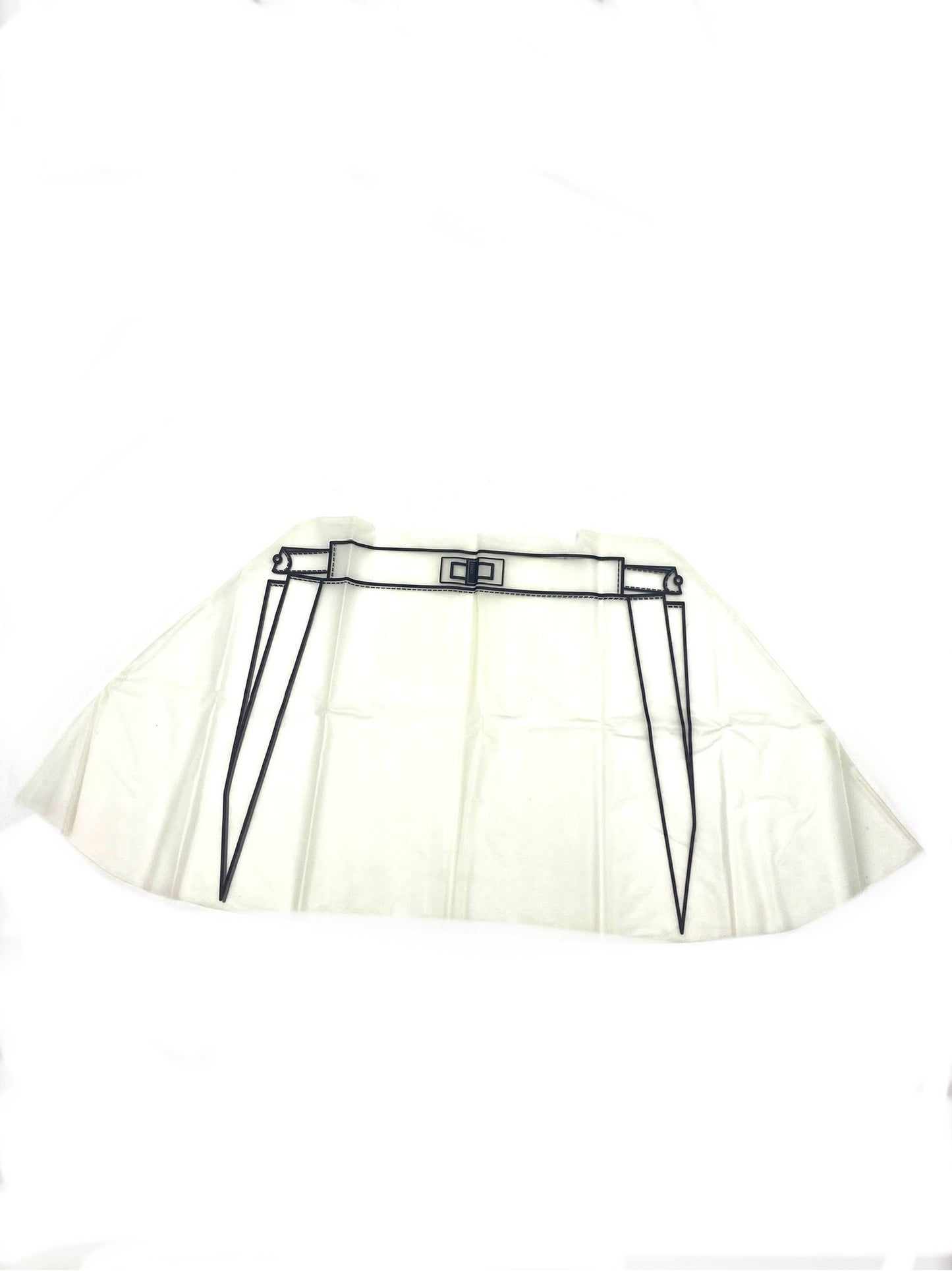 White Fendi rain cover for a Peekaboo bag, with black frame and buckle detail.