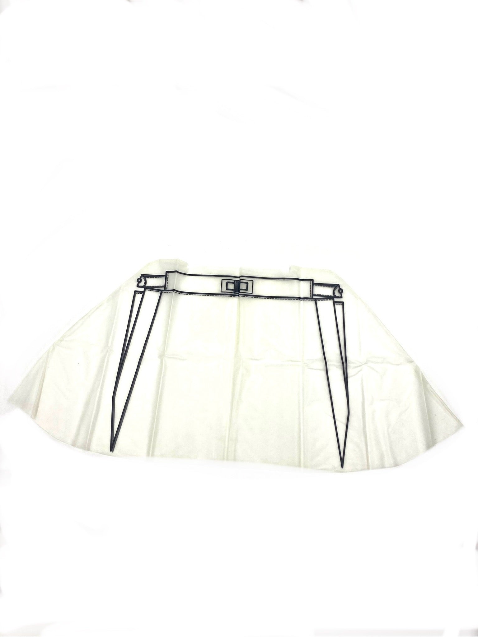 White Fendi rain cover for a Peekaboo bag, with black frame and buckle detail.