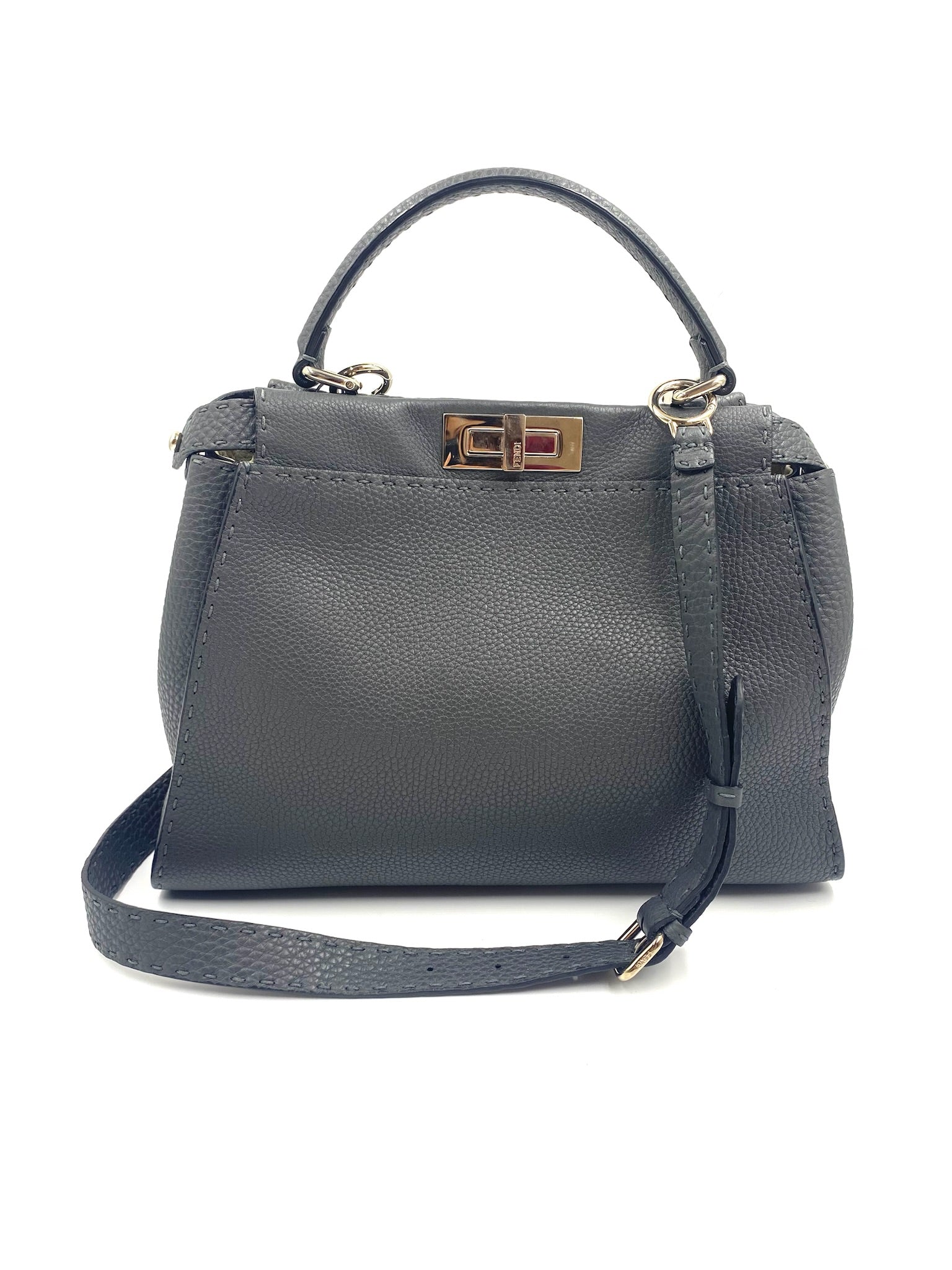フィトメール　リサーファ ボディS 在庫3 Fendi Grey Selleria Leather Peekaboo Shoulder Bag – Joyce's Closet