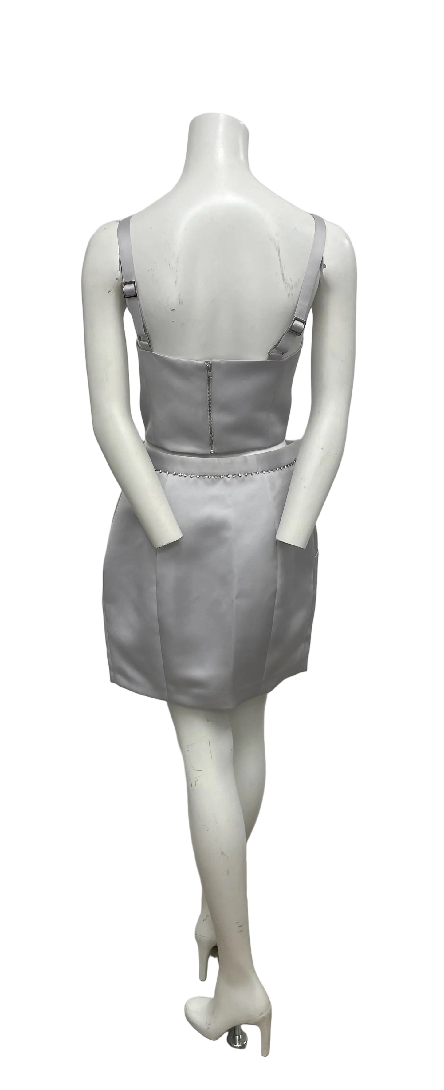 Fleur Du Mal Grey Satin Skirt & Top Set Size 8US