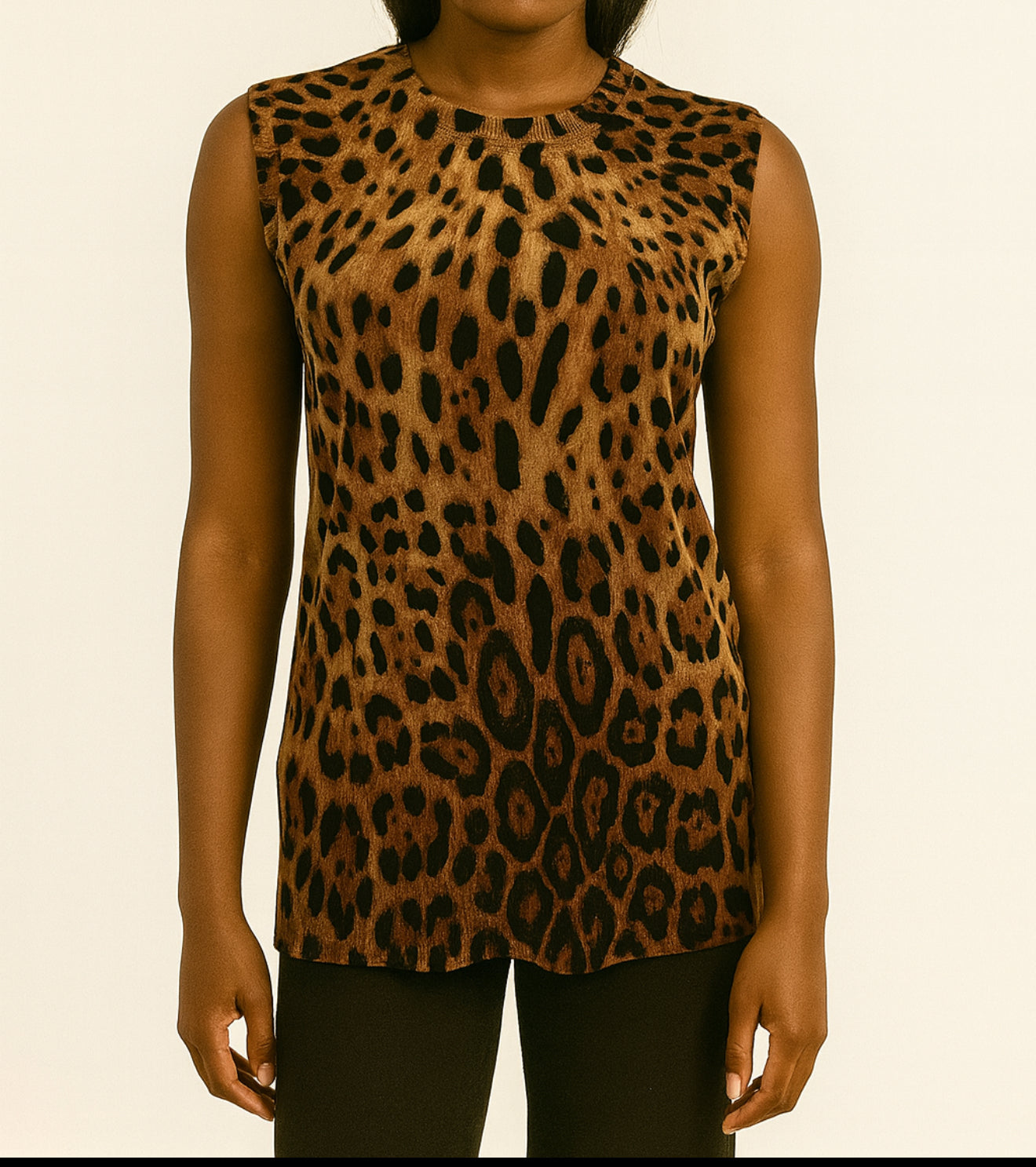 Dolce & Gabanna Leopard Print Knit Top Fits like S
