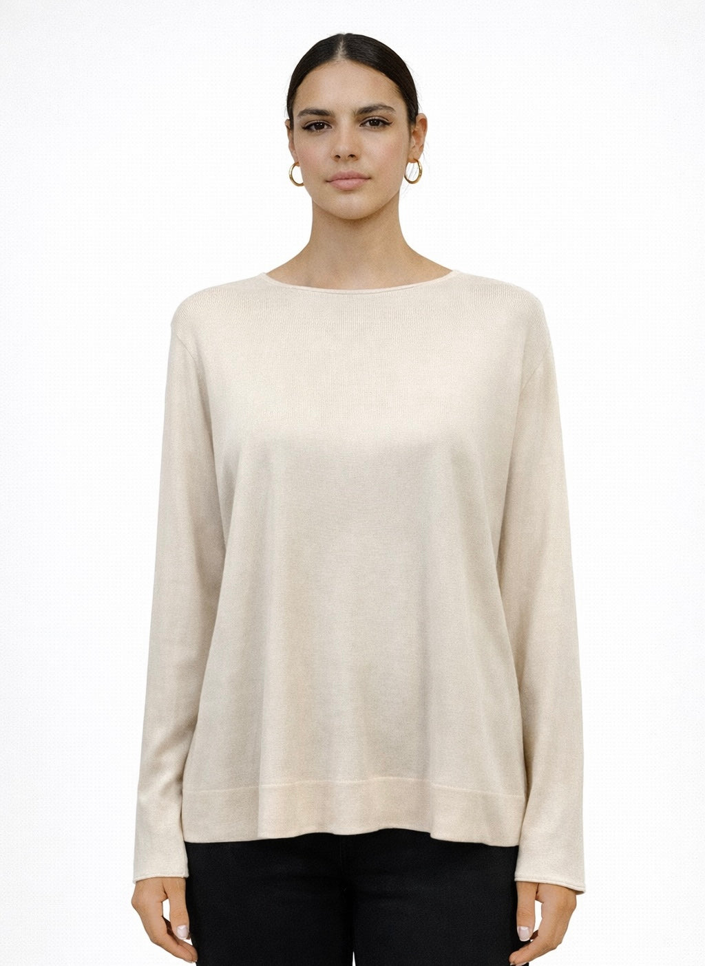 The Row Cream Long Sleeve Cashmere Blouse Size M