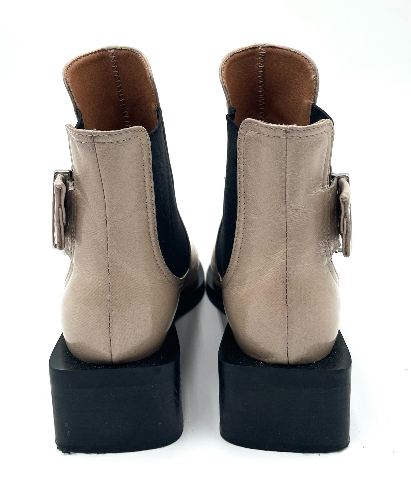 Ganni Biege Pointed Toe Ankle Boots Size 37