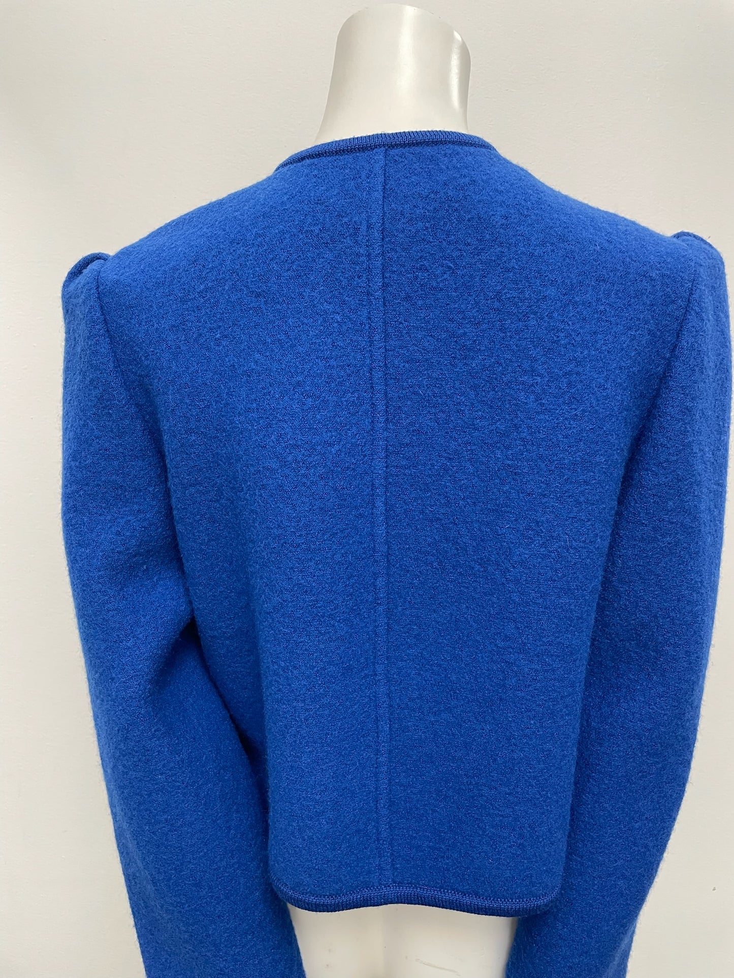 Geiger Royal Blue Embroidered Wool Cardigan Jacket Size 38
