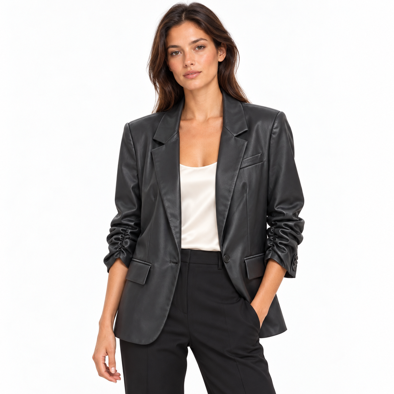Generation Love Black Faux Leather Blazer Size L