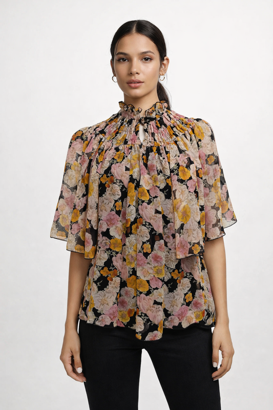 Giambattista Valli Floral Silk Blouse Size S