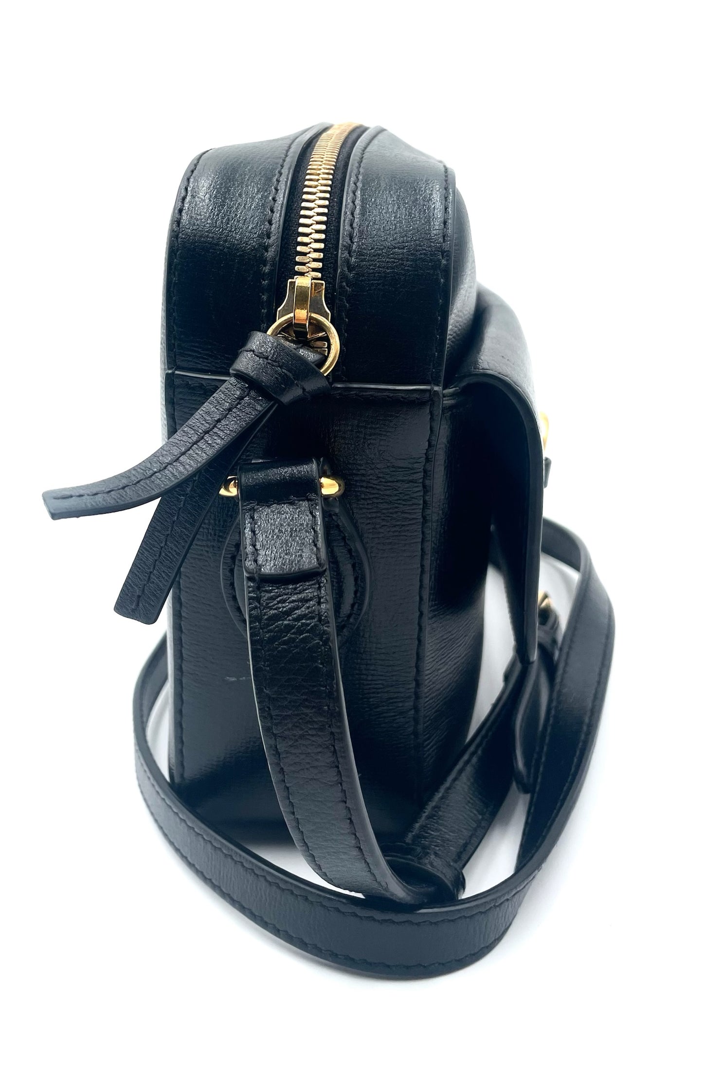 Gucci Black Leather Crossbody Horsebit Bag