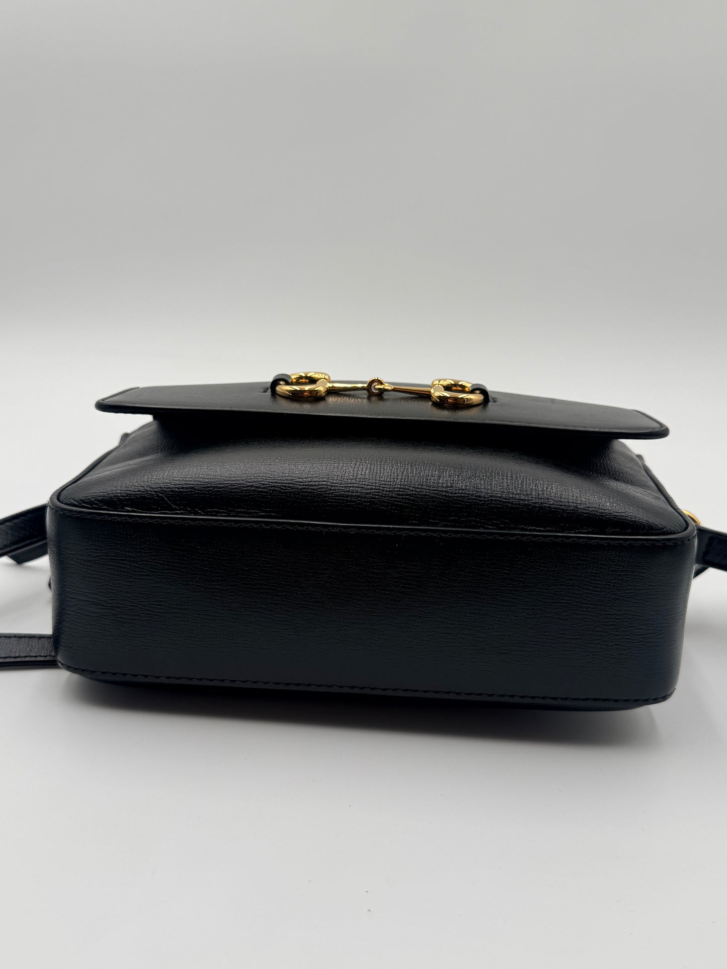 Gucci Black Leather Crossbody Horsebit Bag