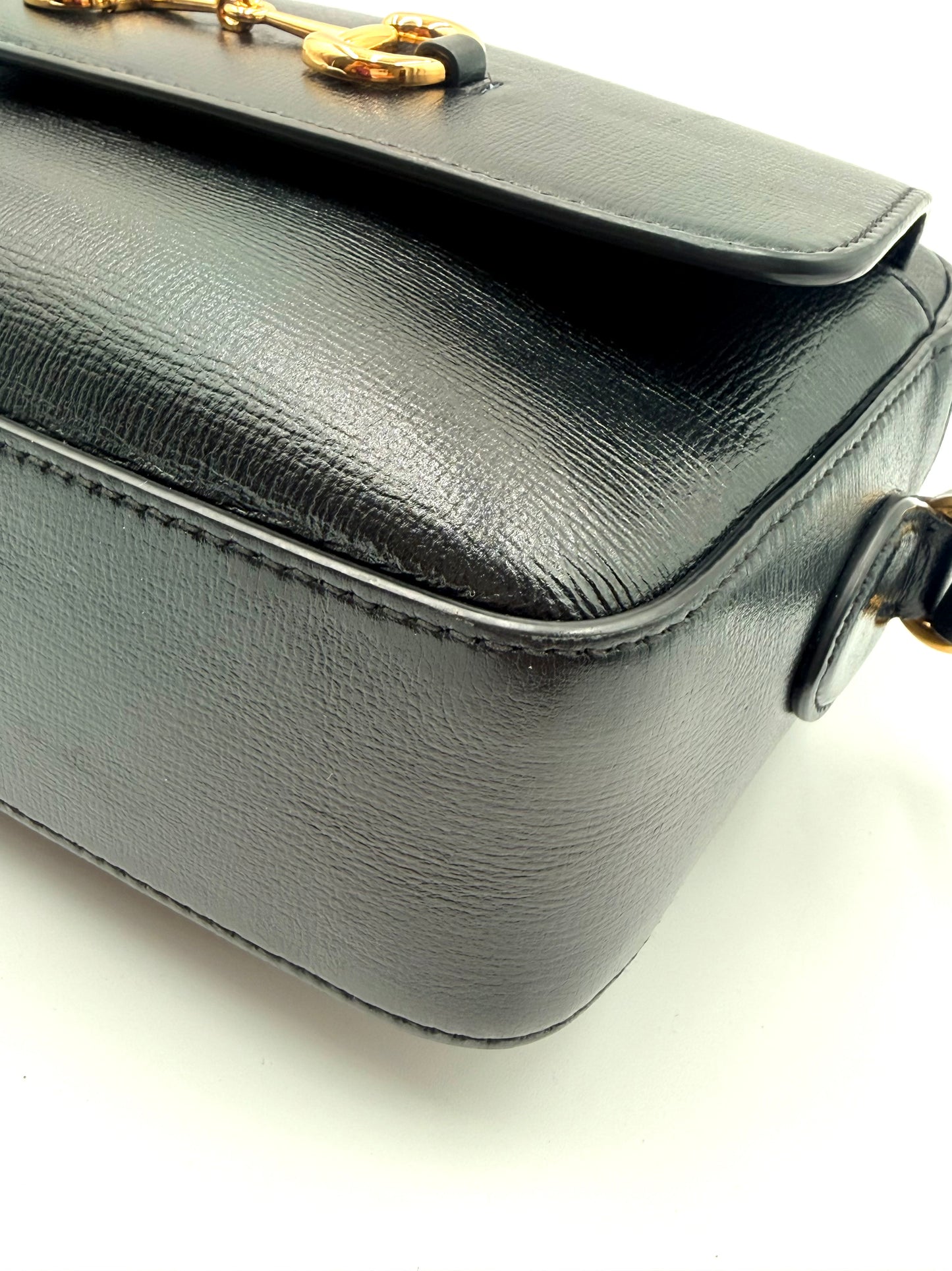 Gucci Black Leather Crossbody Horsebit Bag