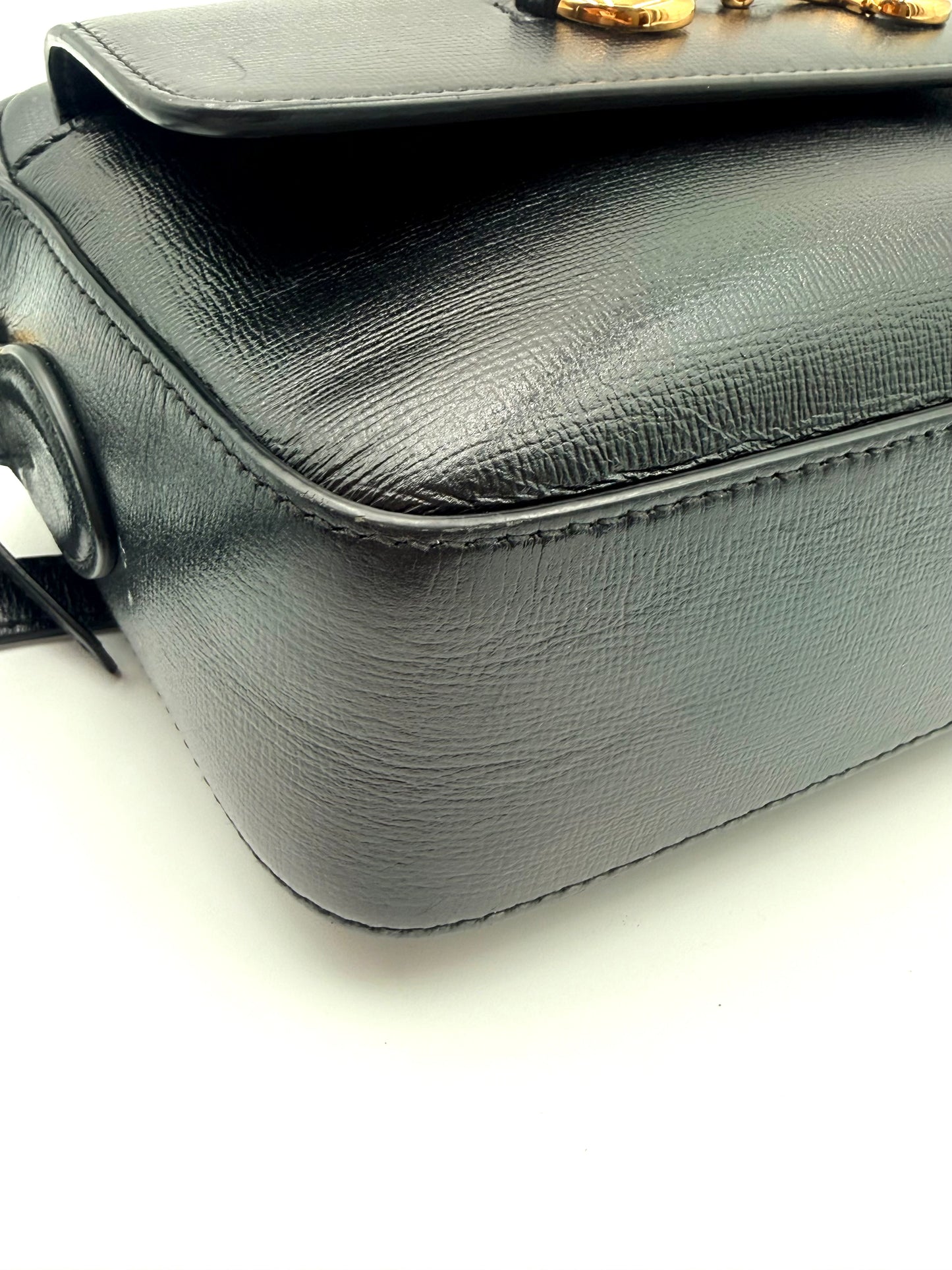 Gucci Black Leather Crossbody Horsebit Bag