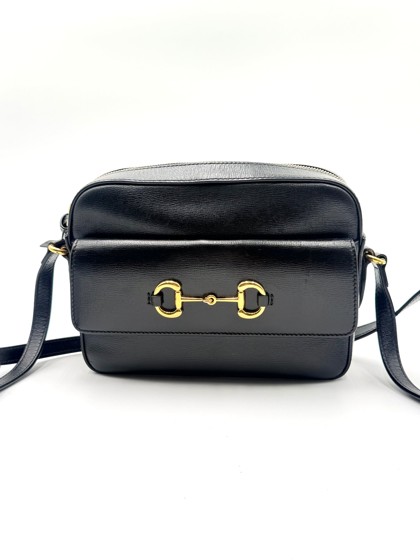 Gucci Black Leather Crossbody Horsebit Bag