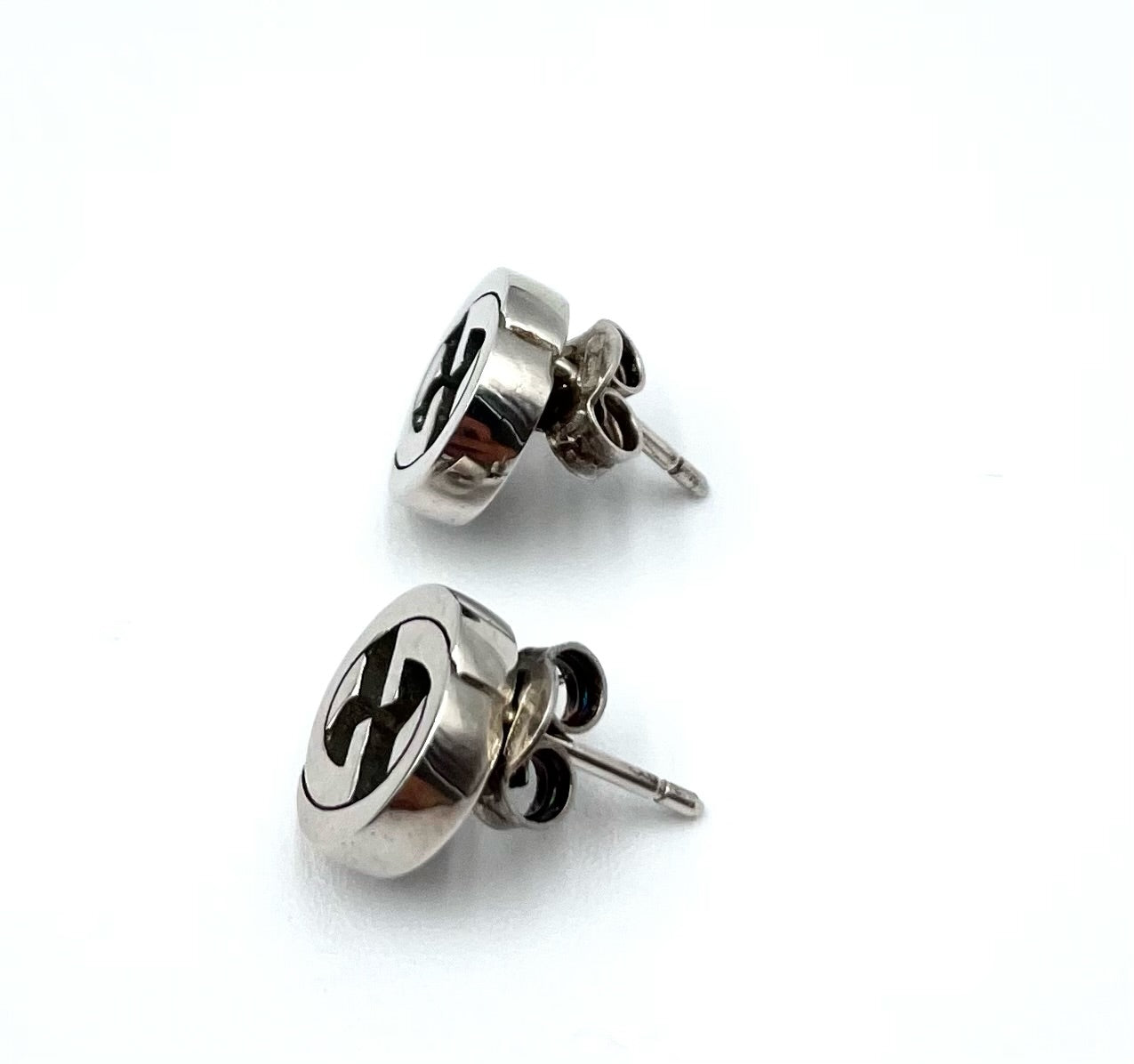 Gucci GG Interlocking Sterling Silver Stud Earrings