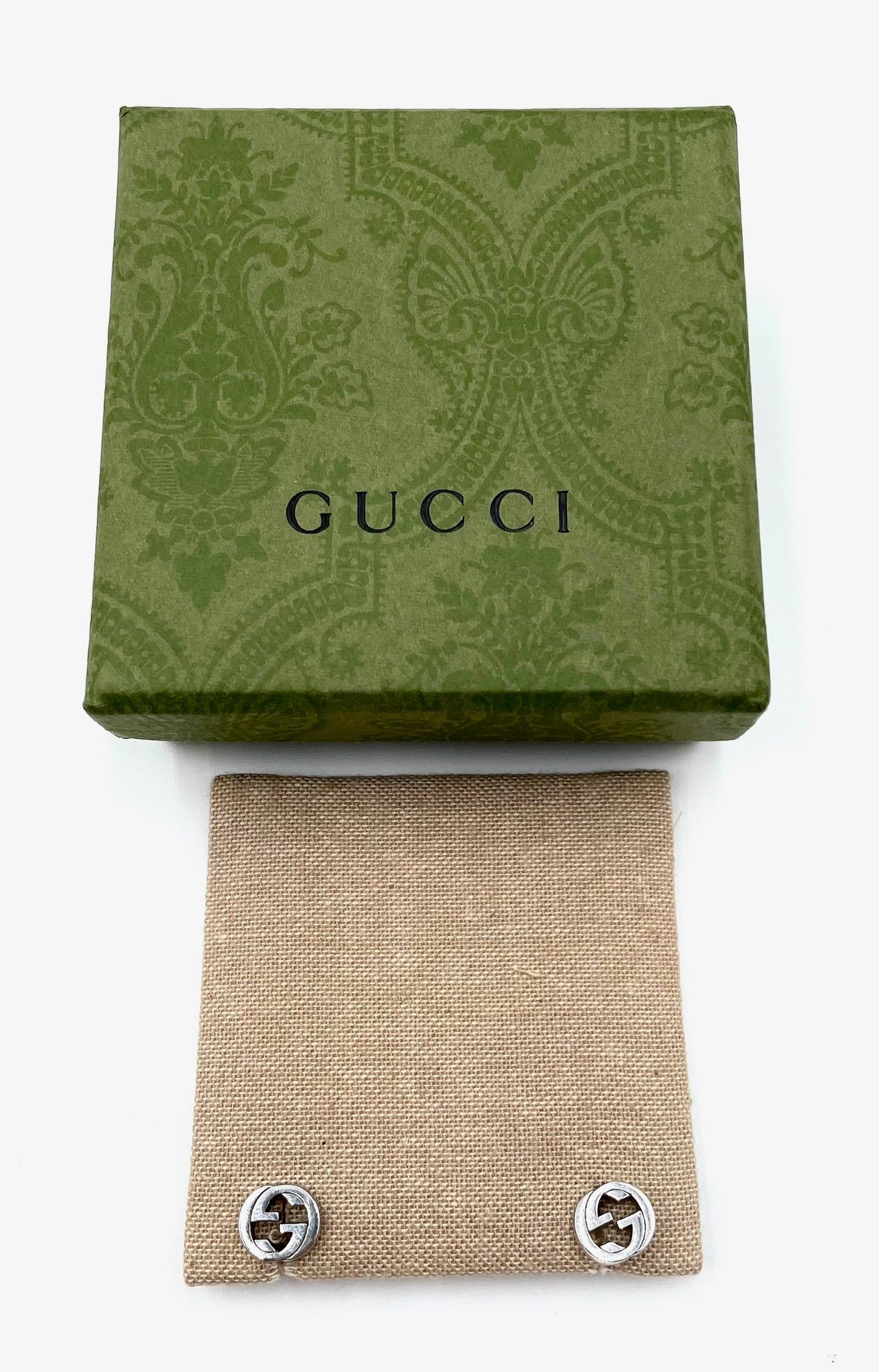 Gucci GG Interlocking Sterling Silver Stud Earrings