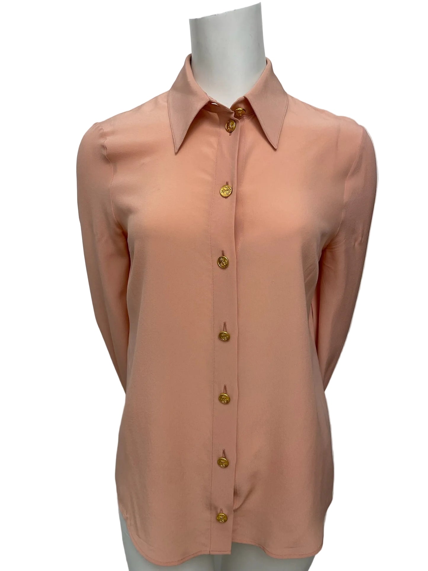 Gucci Peachy Pink Silk Button Up Shirt Size 40 US 4