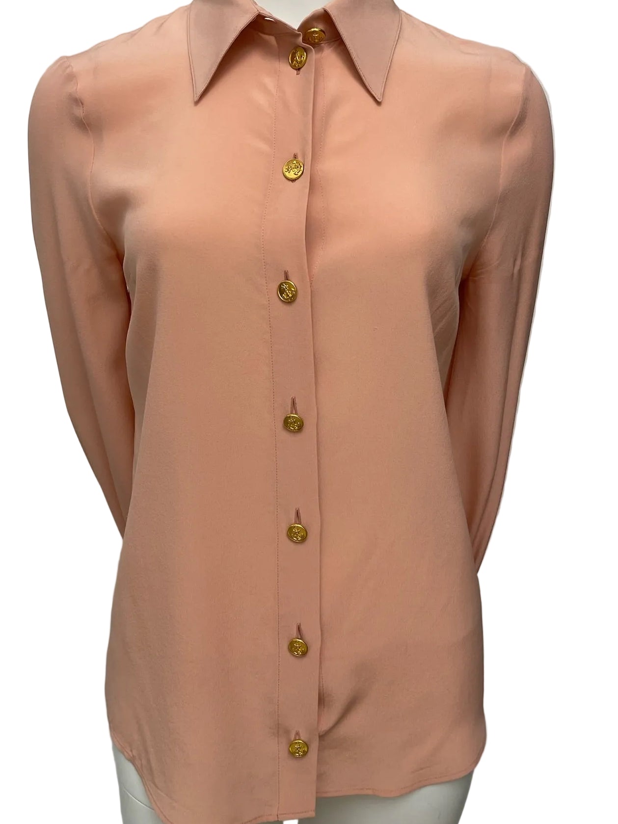 Gucci Peachy Pink Silk Button Up Shirt Size 40 US 4