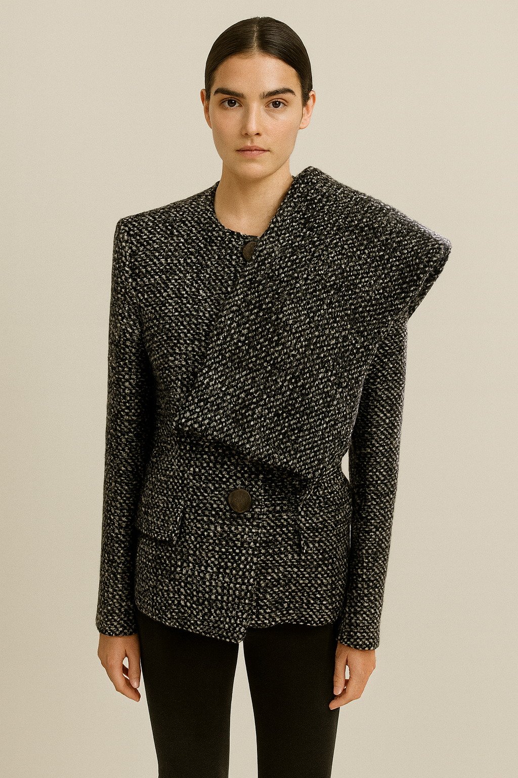 Max Mara Grey Wool Jacket & Scarf Set Size 10