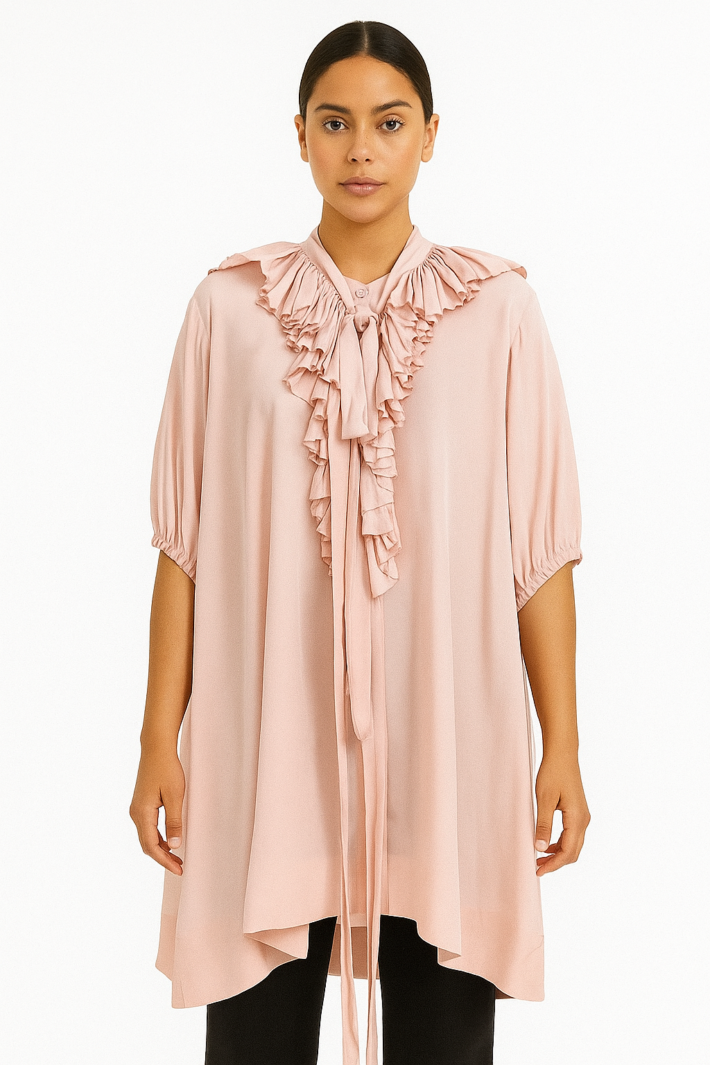 No 21 Pink Ruffle Silk Dress Size 40 US S