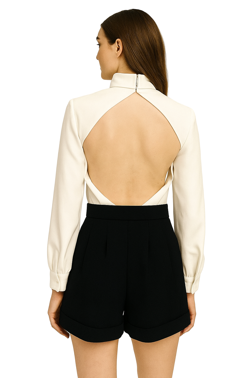 Saint Laurent Black & White Open Back Romper Size 36