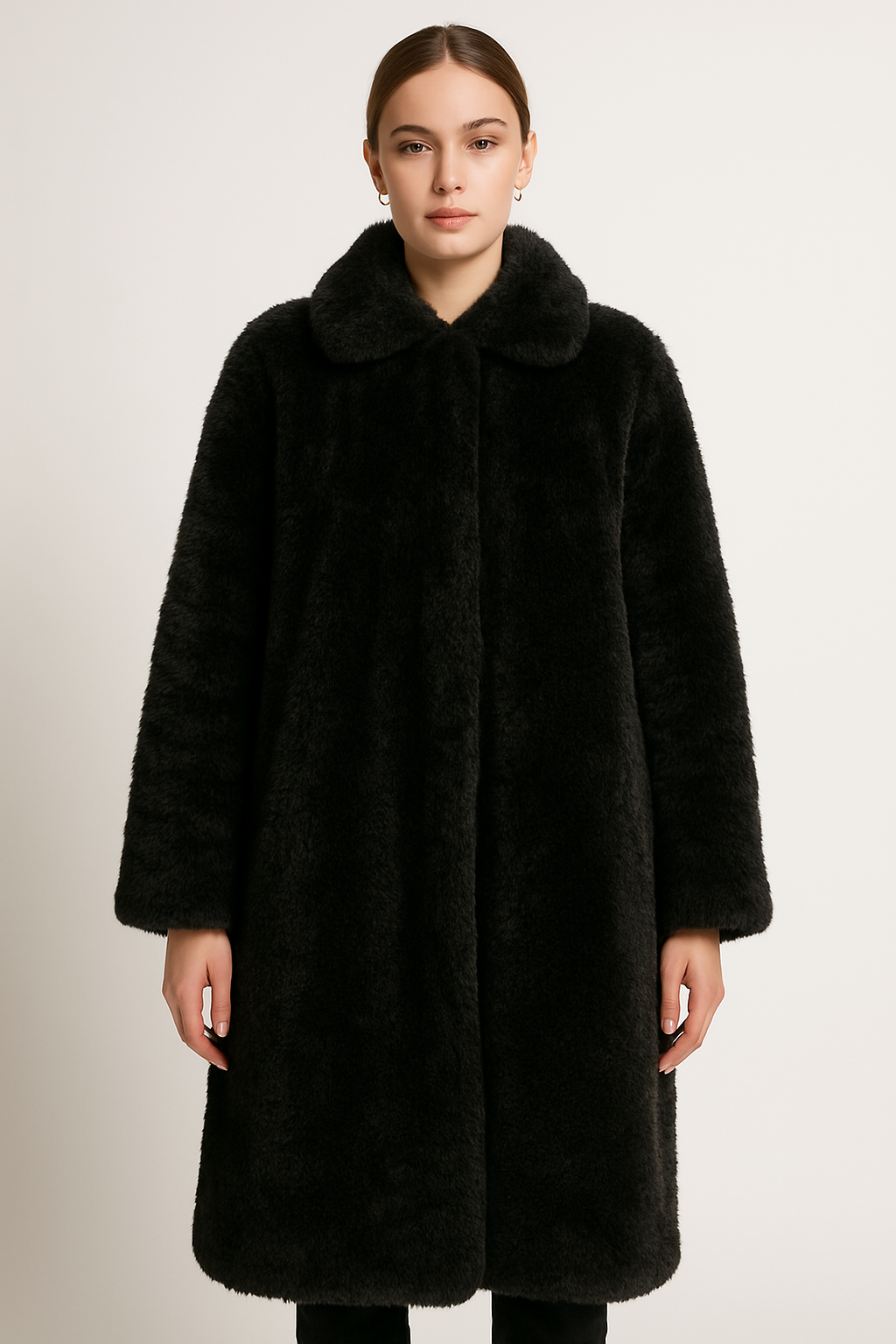 Korner Black Faux Fur Coat Size M