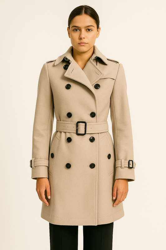 Burberry London Biege Wool & Cashmere Belted Coat Size 2