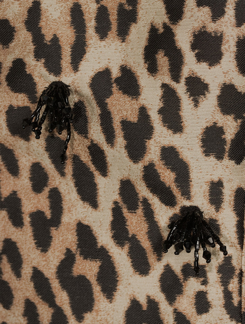 Brand New Ganni Leopard Jacquard Open Back Blouse Size 10