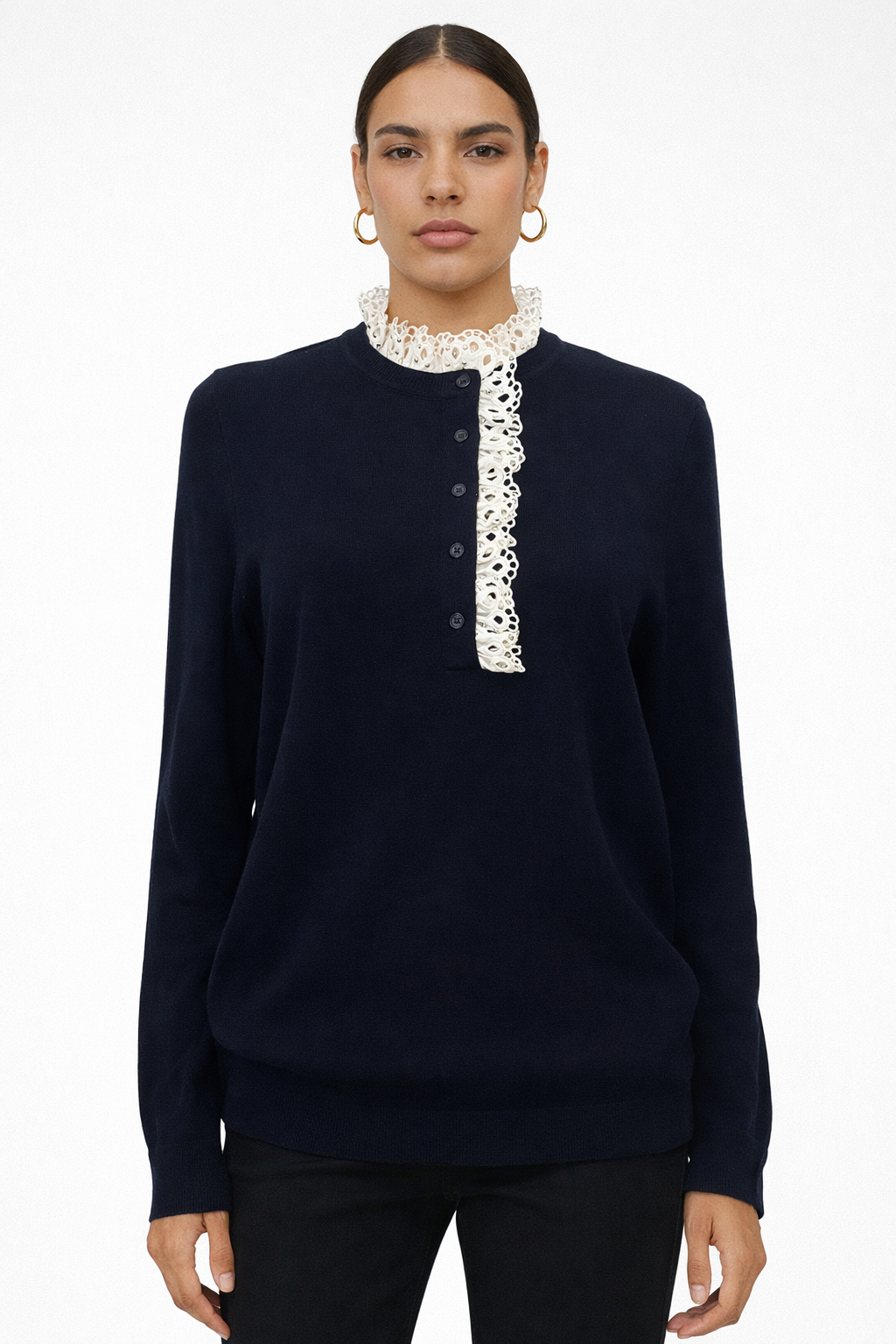 Brand New Sandro Navy Knit Blouse Size M