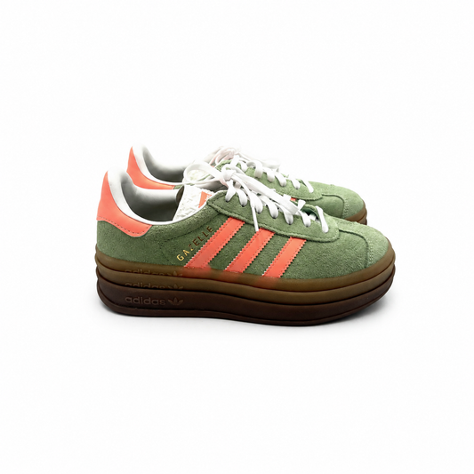Adidas Bold Green & Orange Stripe Sneakers Size 7.5
