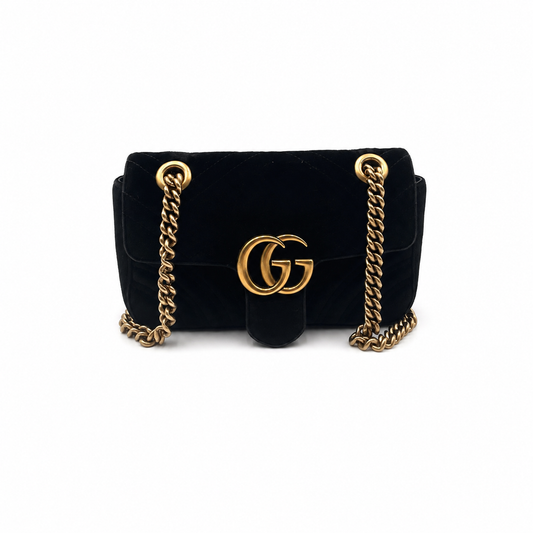Gucci Marmont Small Black Velvet Bag