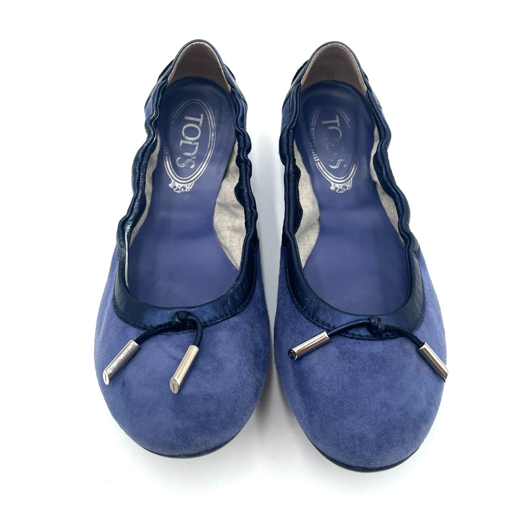 Tod’s Blue Suede Ballerina Flats Size 38