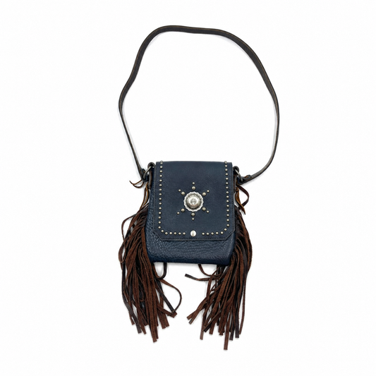 Page Navy Fringe Leather Crossbody Bag