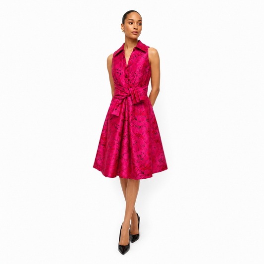 Theia Pink Collar A Line Dress Size 6