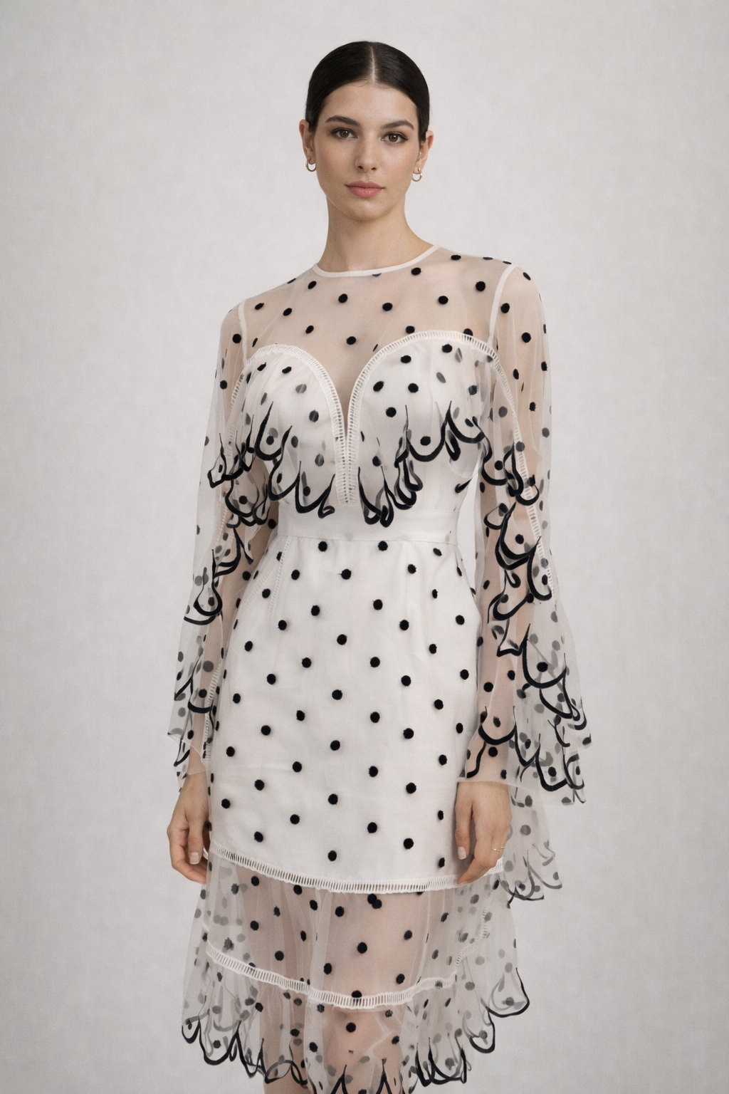 Alice Mcall Seniorita Sheer Polka Dot Dress Size L