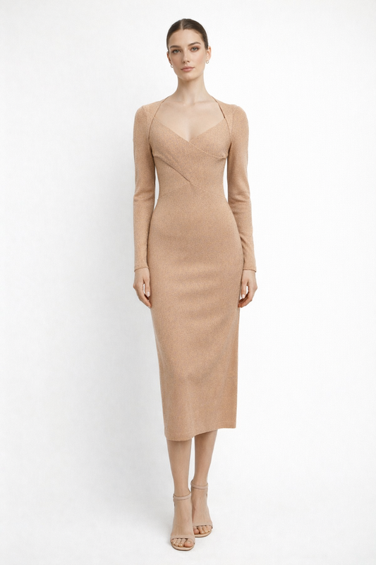 Brand New Ted Baker Dusky-Pink Cross Over Knit Dress Size L