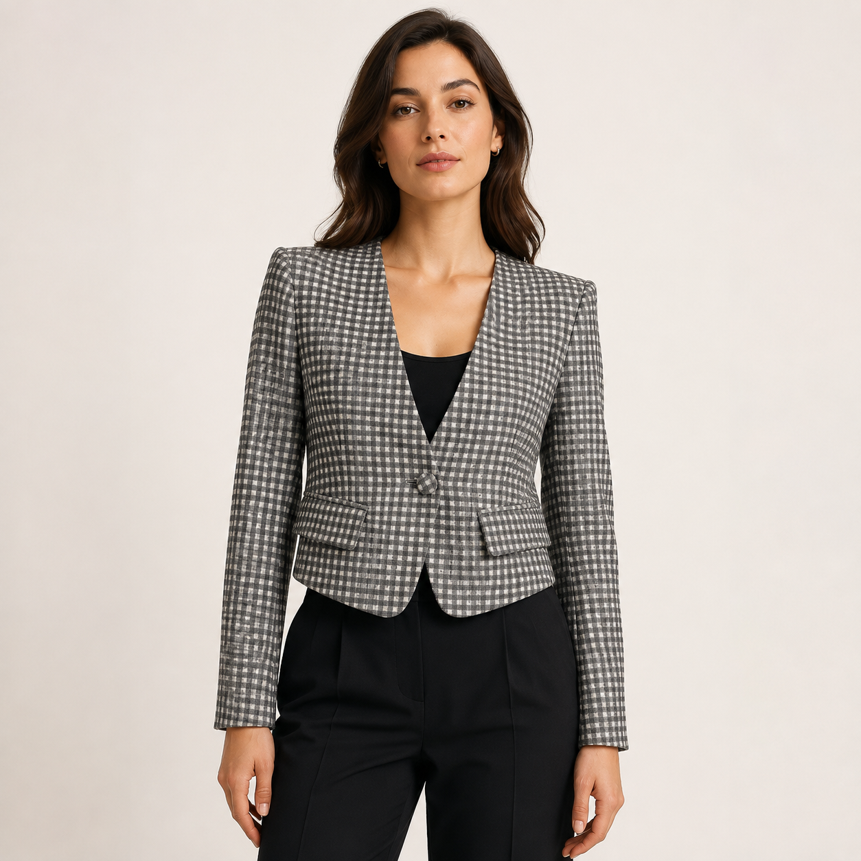 Vintage Giorgio Armani Crop Checkered Blazer Size 50