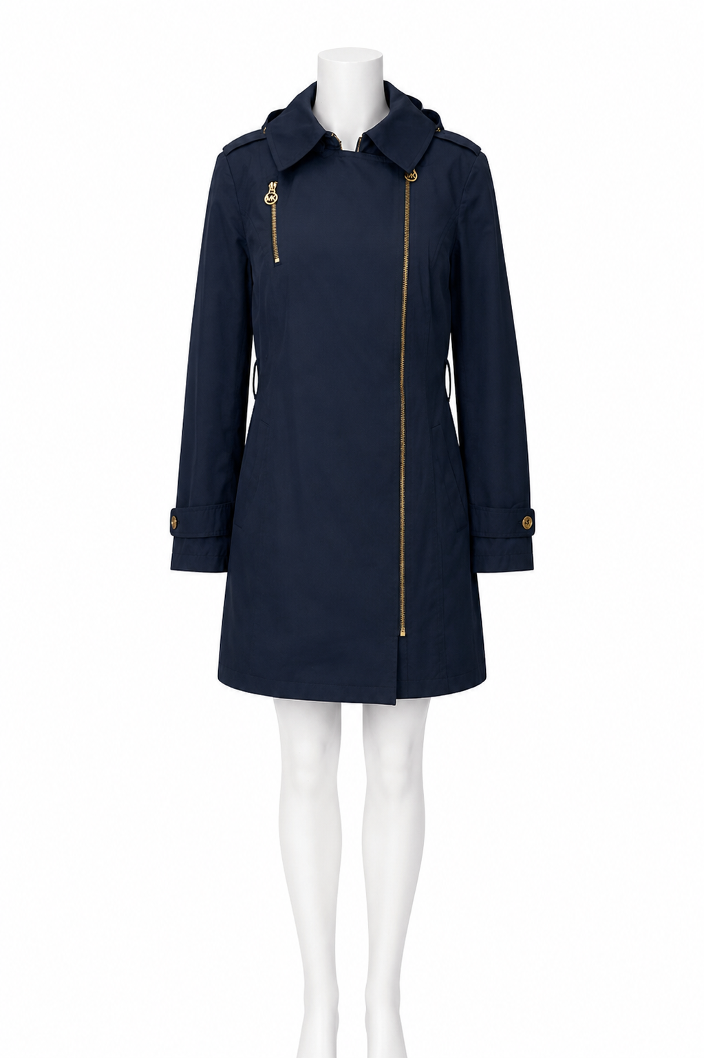 Michael Kors Navy Blue Hooded Trench Jacket Size S