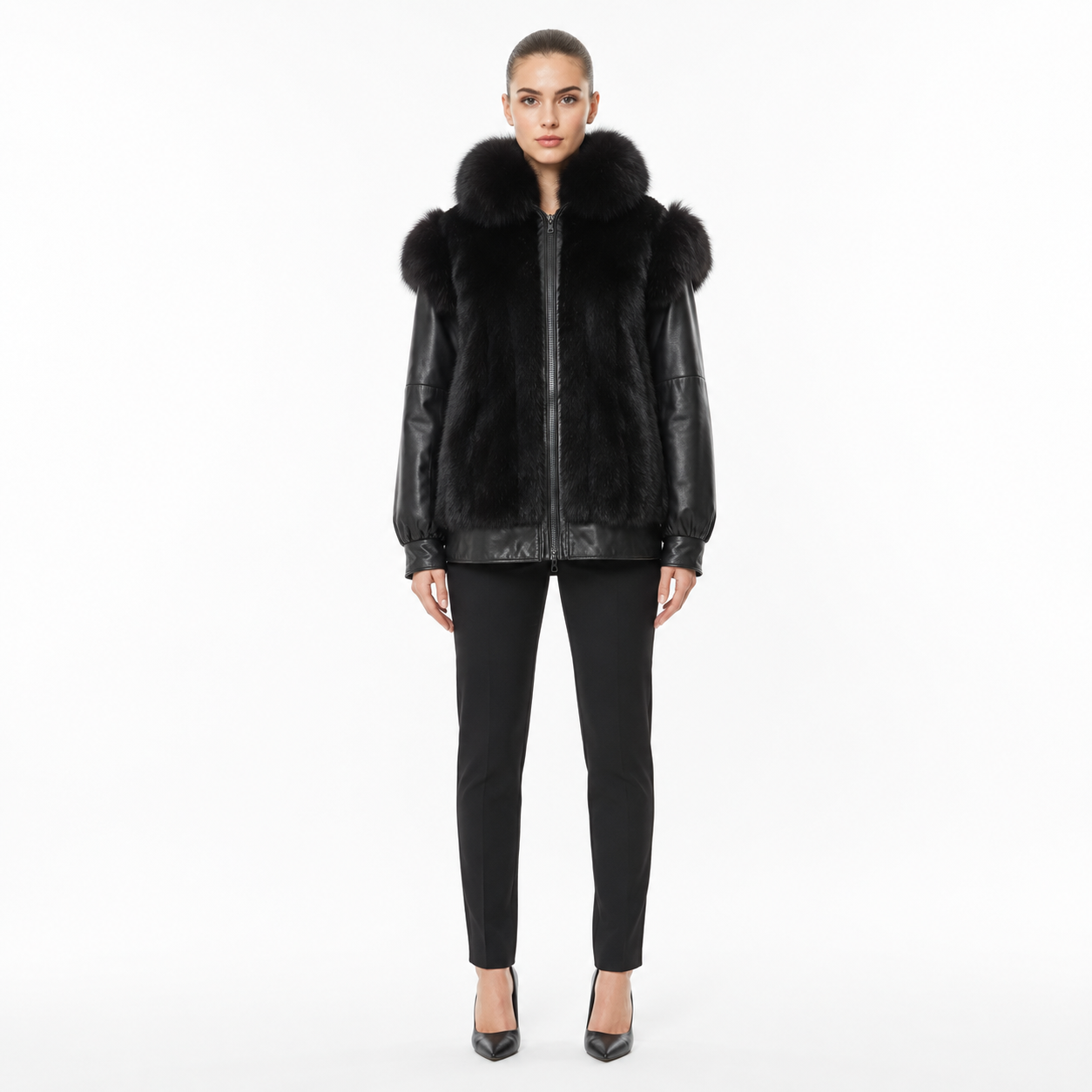 Vintage Fur & Leather Jacket Size M/L