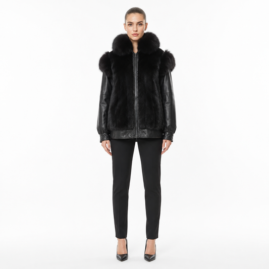 Vintage Fur & Leather Jacket Size M/L