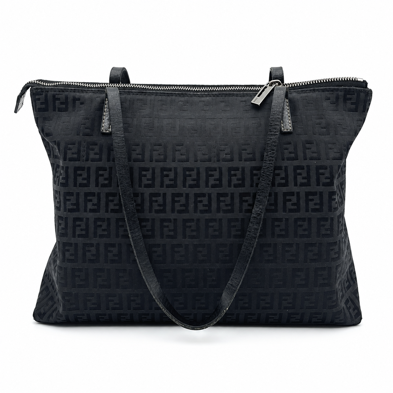 Fendi Black Zucca Monogram Shoulder Tote