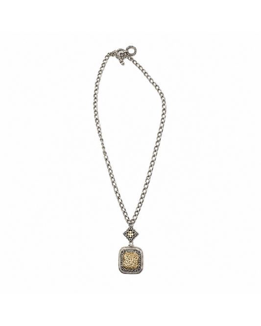 Silverstone Two Tone Hammered Pendant Necklace