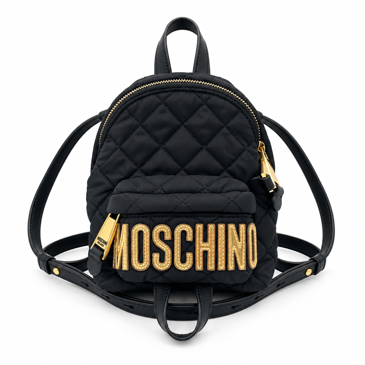 Moschino Black Mini Quilted Backpack