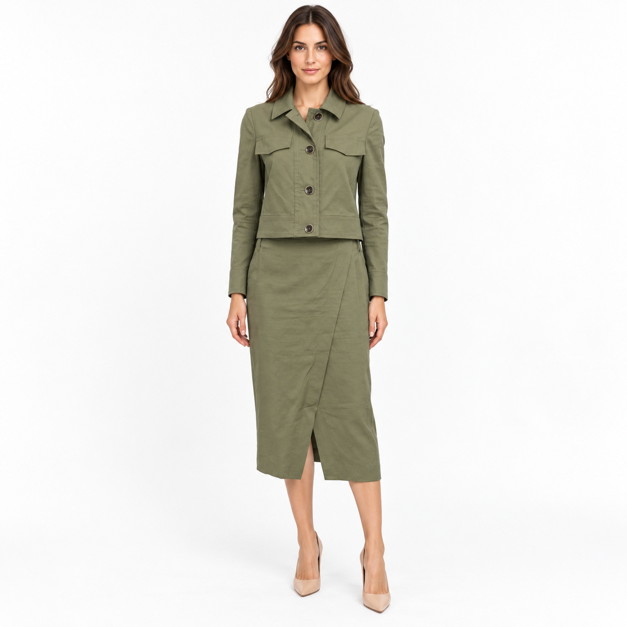 Luisa Cerano Green Jacket & Skirt Set Size 8 & 12