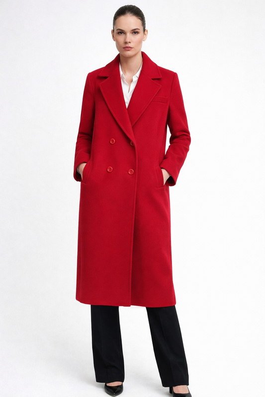 Vintage Novelty Red Wool Double Breasted Coat Size 6