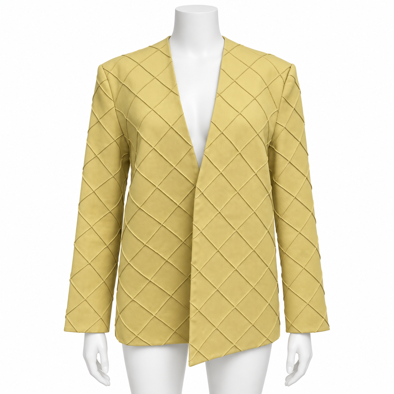 Aleksandre  Akhalkatsishvili Beige Geometric Pattern Shoulder Pad Blazer Size XS